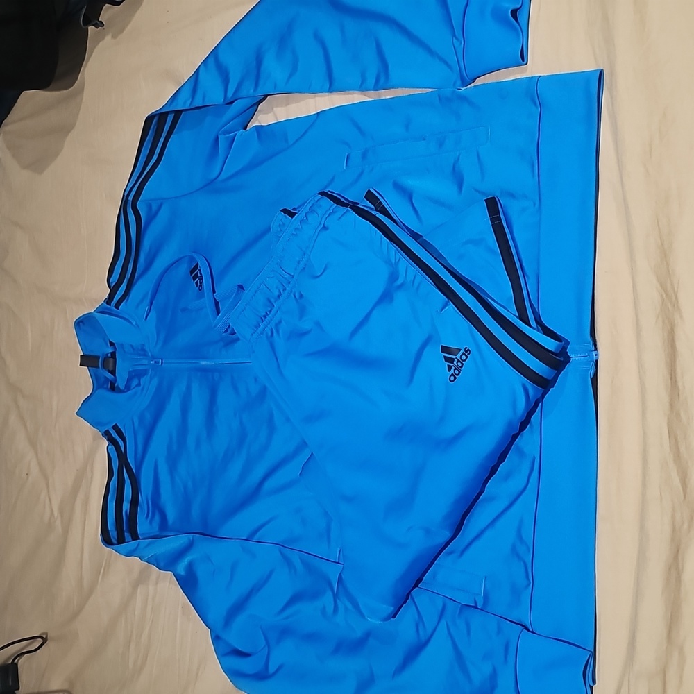 Adidas Vibrant Blue Athletic Pants Mens Size L And Jacket Mens Size XL